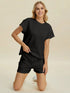 Double Take Full Size Texture T-Shirt and Shorts Set - Fashorio