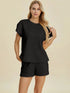 Double Take Full Size Texture T-Shirt and Shorts Set - Fashorio