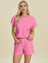 Double Take Full Size Texture T-Shirt and Shorts Set - Fashorio