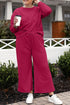 Double Take Full Size Textured Long Sleeve Top and Drawstring Pants Set - Fashorio