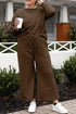 Double Take Full Size Textured Long Sleeve Top and Drawstring Pants Set - Fashorio
