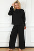 Double Take Full Size Textured Long Sleeve Top and Drawstring Pants Set - Fashorio