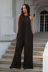 Double Take Full Size Tie Back Cutout Sleeveless Jumpsuit - Fashorio