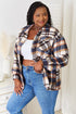 Double Take Plaid Button Front Shirt Jacket with Breast Pockets - Fashorio