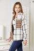 Double Take Plaid Contrast Button Up Shirt Jacket - Fashorio