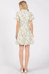 GeeGee Floral Eyelet Zipper Front Puff Sleeve Mini Dress - Fashorio