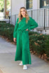 Double Take Full Size Textured Long Sleeve Top and Drawstring Pants Set Green - Fashorio