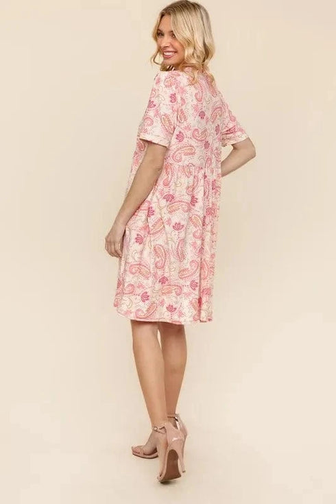 Haptics Fit and Flare Paisley Print Knit Dress - Fashorio