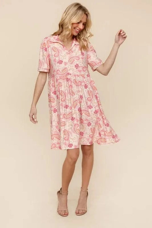 Haptics Fit and Flare Paisley Print Knit Dress - Fashorio