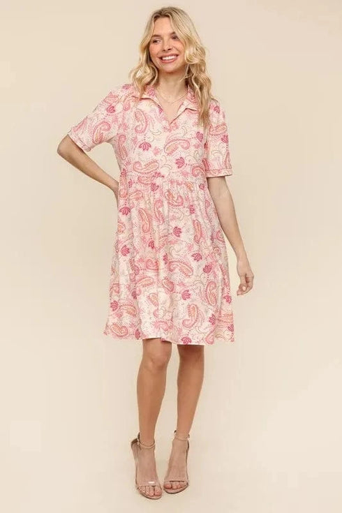 Haptics Fit and Flare Paisley Print Knit Dress - Fashorio