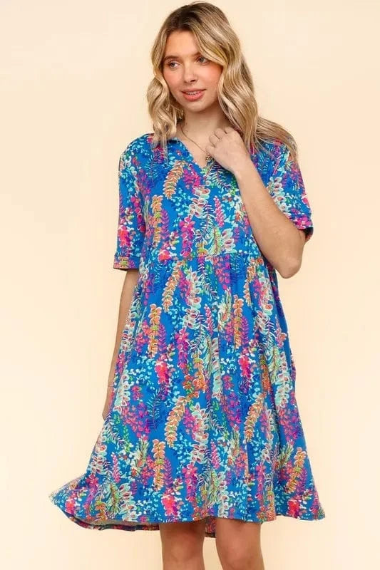 Haptics Johnny Collar Babydoll Dress with Side Pockets - Fashorio