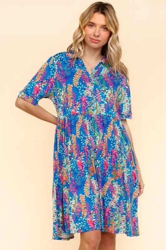 Haptics Johnny Collar Babydoll Dress with Side Pockets - Fashorio