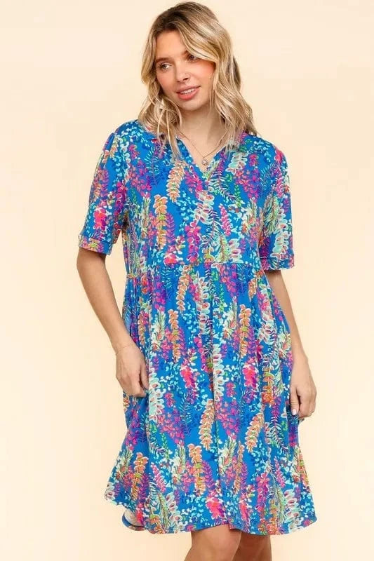 Haptics Johnny Collar Babydoll Dress with Side Pockets - Fashorio