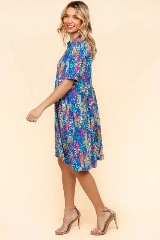 Haptics Johnny Collar Babydoll Dress with Side Pockets - Fashorio