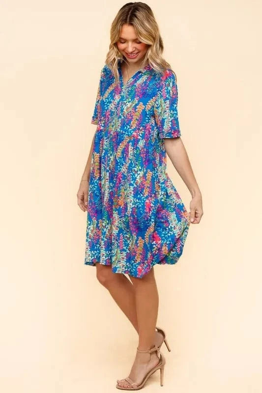 Haptics Johnny Collar Babydoll Dress with Side Pockets - Fashorio
