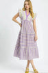 Umgee Striped Ruffle Cap Sleeve Midi Dress Heliotrope Purple - Fashorio