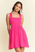 Davi & Dani Washed Satin Cutout Skirt Bandeau Mini Dress Hot Pink - Fashorio