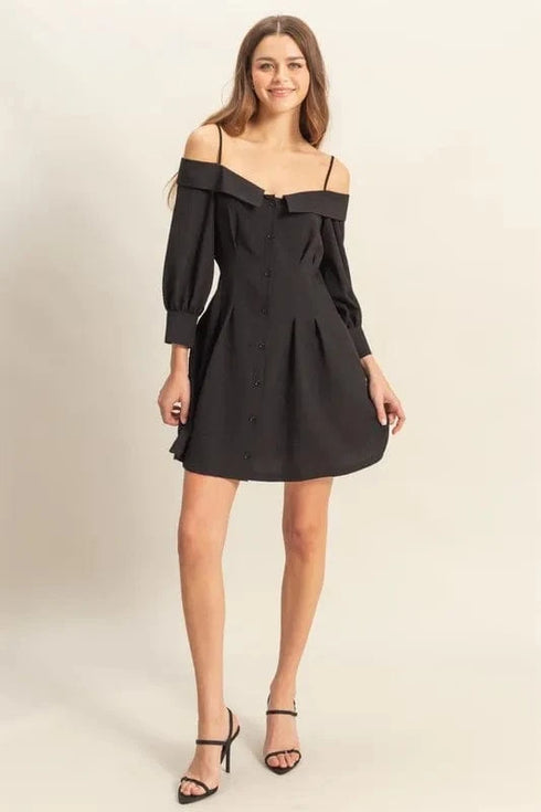 HYFVE Button Down Spaghetti Strap Mini Dress with Pockets - Fashorio