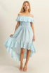HYFVE High-Low Eyelet Ruffled Off-Shoulder Dress - Fashorio