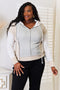 Double Take Color Block Exposed Seam Drawstring Hoodie Light Gray - Fashorio