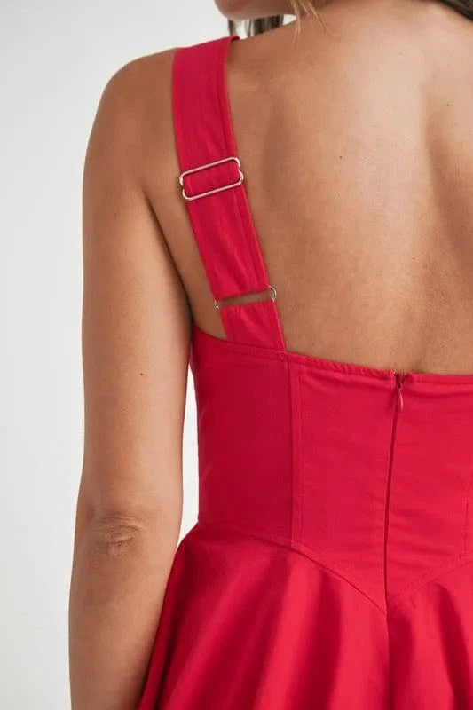 MABLE Poplin Square Neckline Bubble Mini Dress - Fashorio