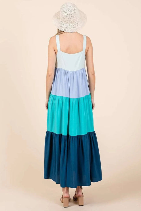 Mittoshop Color Block Tiered Pull-On Maxi Dress - Fashorio