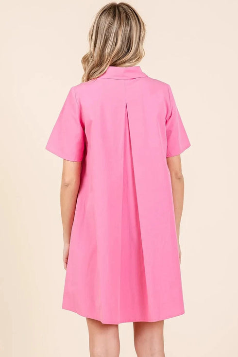 Mittoshop Poplin Collar Pleated Back Mini Dress - Fashorio