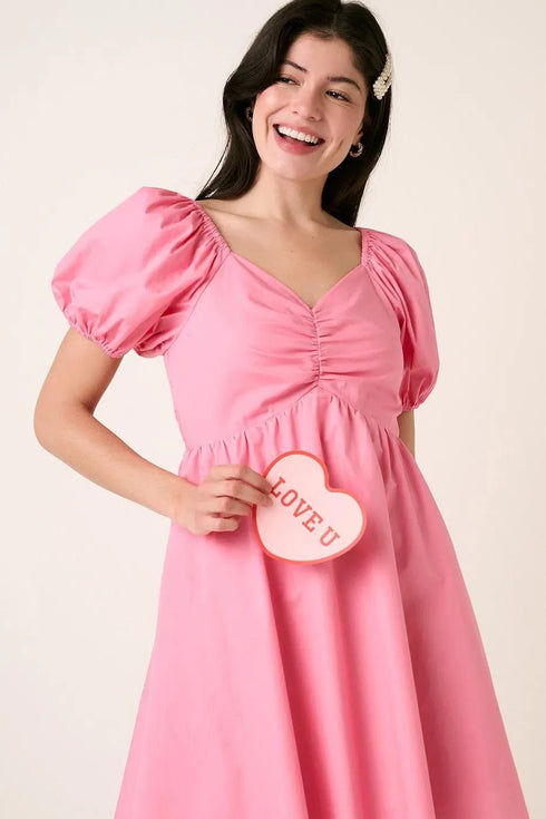 Mittoshop Sweetheart Puff Sleeve Smocked Mini Dress - Fashorio