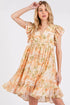 Mittoshop Floral Chiffon Ruffle Short Sleeve Mini Dress ORANGE MULTI - Fashorio