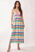 Davi & Dani Multi Color Crochet Lace Midi Dress Pink Blue - Fashorio