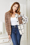 Double Take Plaid Contrast Button Up Shirt Jacket Plaid - Fashorio