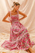 SO ME Floral Maxi Dress With Ribbon Tie Lace Strap - Fashorio