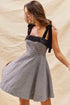 SO ME Houndstooth Fit Flare Mini Dress with Shoulder Tie - Fashorio