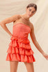SO ME Strapless Ruffle Layered Game Day Cheer Up Dress - Fashorio