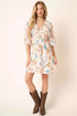 Mittoshop Flower Print Mocked Waist Mini Dress TEAL COMBO - Fashorio
