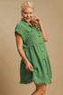 Umgee Full Size Frayed Hemline Button Down Shirt Dress Plus Size - Fashorio