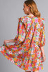 Umgee Full Size Ruffled Flower Print Tie Neck Tiered Dress Plus Size - Fashorio