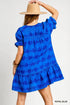 Umgee Heart Pattern Short Sleeve Ruffle Babydoll Dress - Fashorio