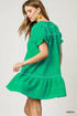 Umgee Heart Pattern Short Sleeve Ruffle Babydoll Dress - Fashorio