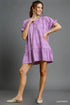 Umgee Heart Pattern Short Sleeve Ruffle Babydoll Dress - Fashorio