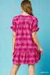 Umgee Heart Pattern Short Sleeve Ruffle Babydoll Dress - Fashorio