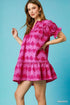 Umgee Heart Pattern Short Sleeve Ruffle Babydoll Dress - Fashorio