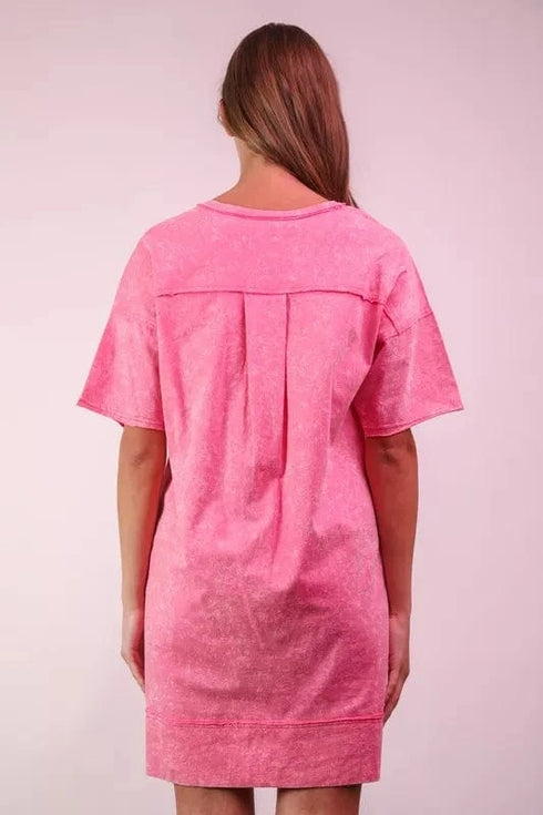 VERY J Plus Size Mineral Washed Knit Shift Mini Dress - Fashorio