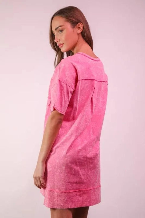 VERY J Plus Size Mineral Washed Knit Shift Mini Dress - Fashorio