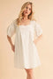 Aemi + Co Square Neck Babydoll Dress with Pockets White - Fashorio