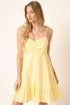 Mittoshop Ruched Detail Spaghetti Tie Mini Dress YELLOW - Fashorio