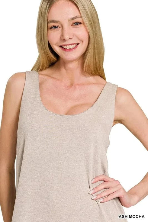 Zenana French Terry Twisted Strap Midi Dress - Fashorio