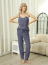 Fashorio Dusty Blue / S Fuzzy V-Neck Cami and Pants Lounge Set