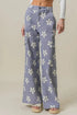 BiBi Flower Printed Side Pocket Wide Pants DUSTY LAVENDER - Fashorio