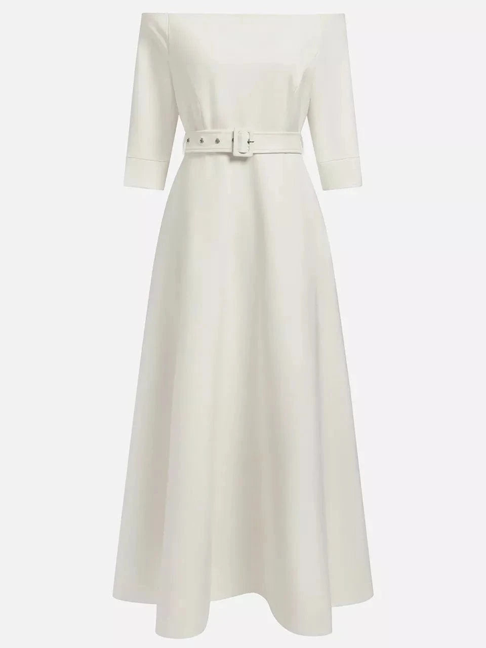 Elegant Off-Shoulder Belted Maxi Dress - Fashorio